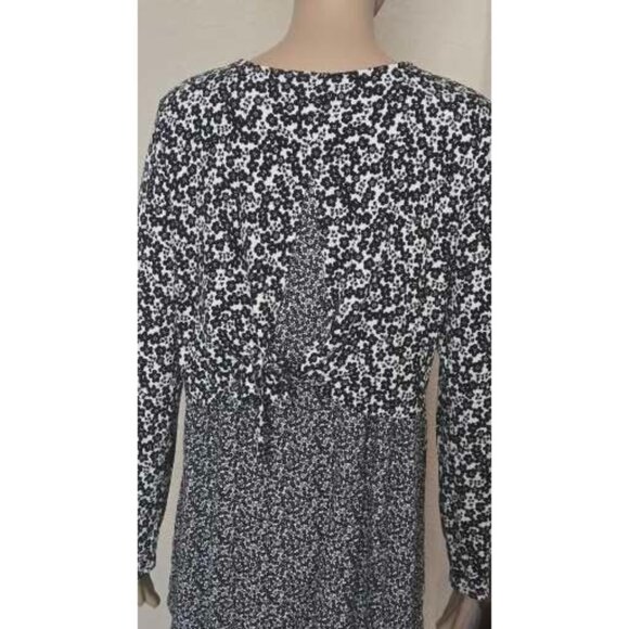 J Jill Wearever Collection Floral Tunic Long Sleeve Blouse back tie size M - Picture 2 of 5
